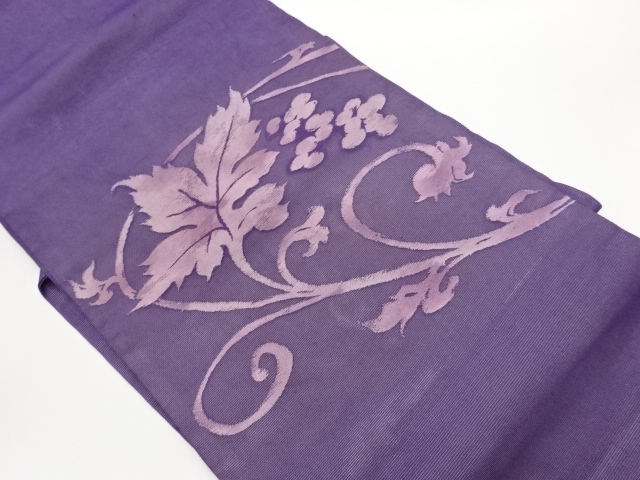  紗 葡萄唐草模様織出し名古屋帯